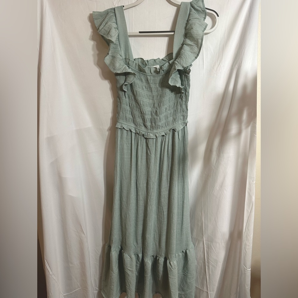 Ruffled Green Maxi Dress